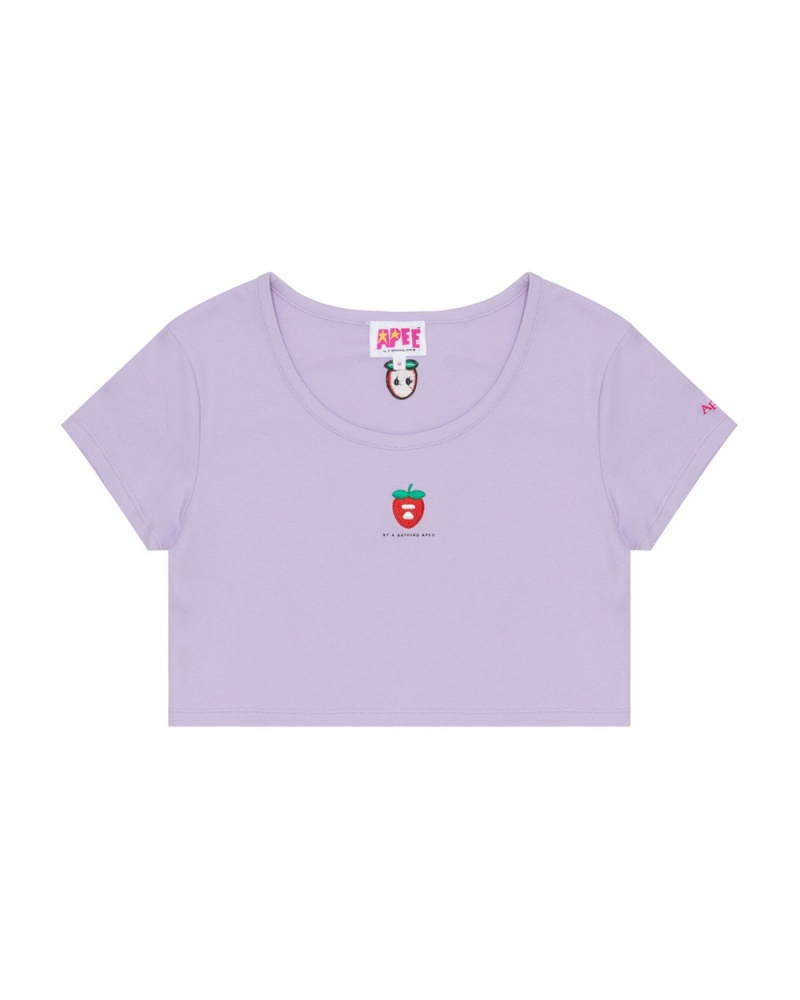 T Shirts Bape Logo berry Violette Femme | YOE-51103292